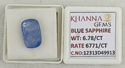 6.78/CT Natural Blue Sapphire with Govt Lab Certificate-12313D49913